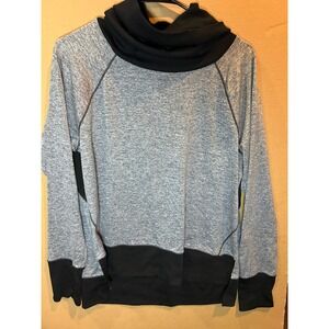 VSX Victoria's Secret Sport Cowl Neck Pullover Womens Large Gray Black Athletic